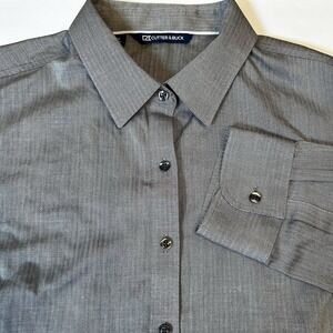 Cutter & Buck Button-Tab Long Sleeve Womens Mini Herringbone Shirt AGI Vargas Lg